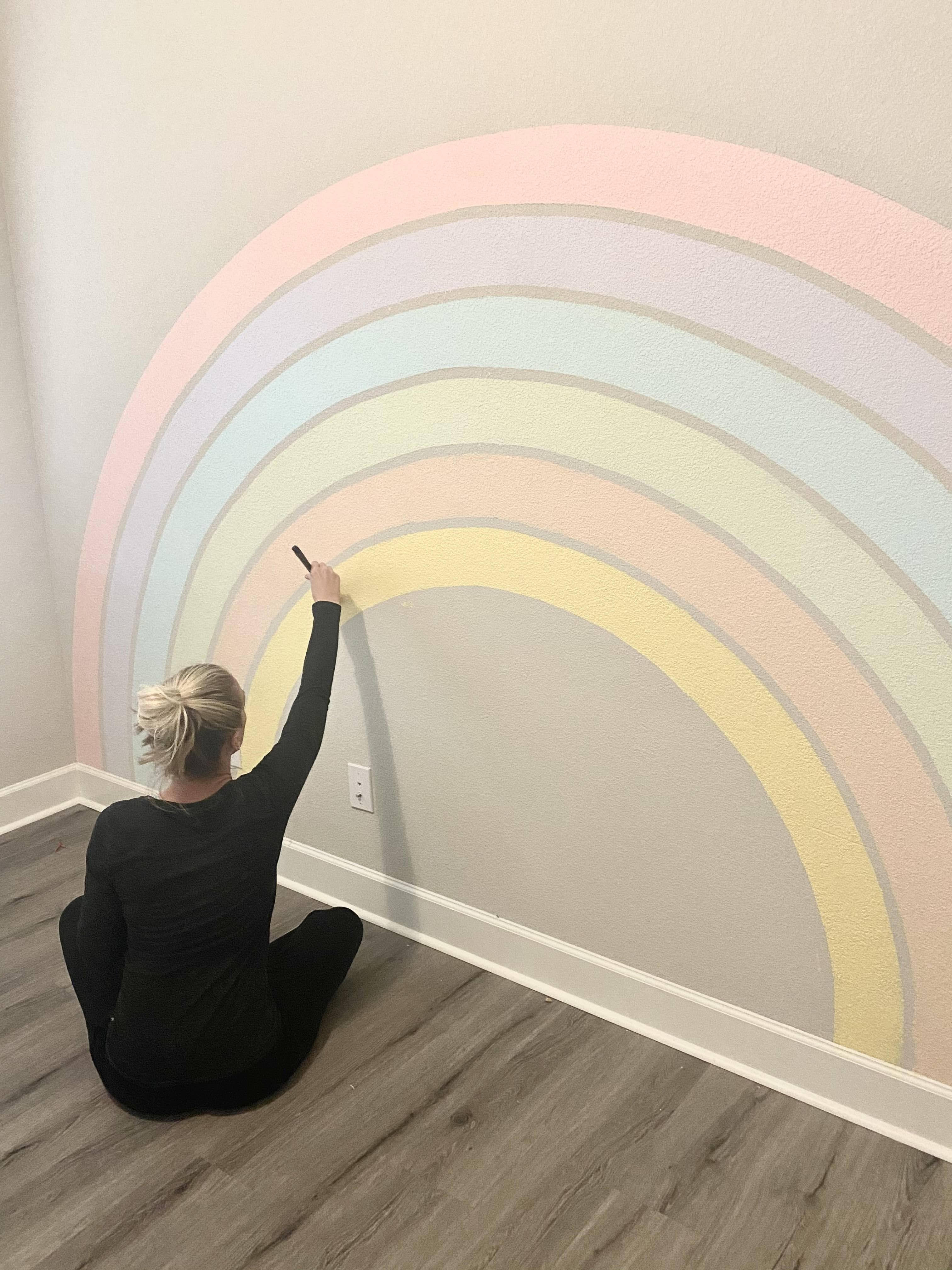 DIY Rainbow mural for a playroom wall or girls room!