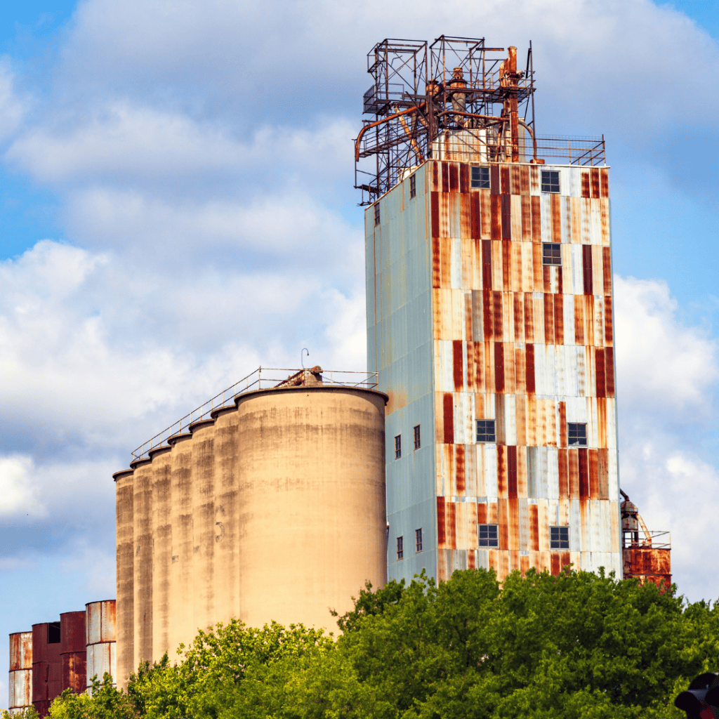 Silos at Grapevine, Texas near Historic Main Street 