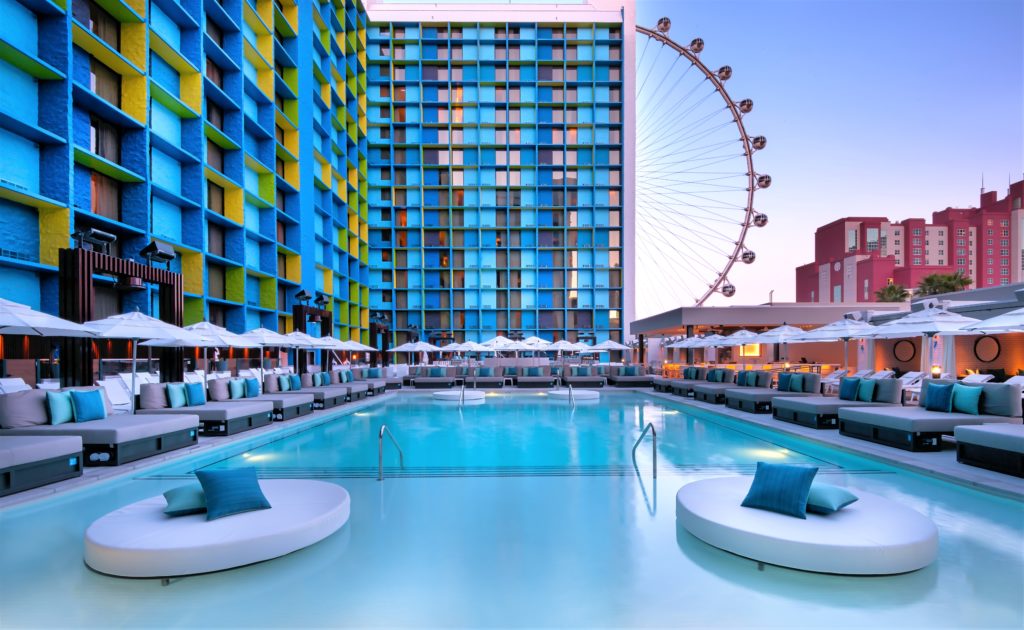 The LINQ Pool overlooking the High Roller Las Vegas