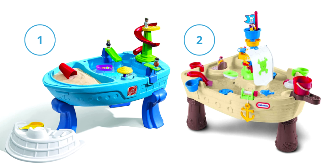 Toddler and Children Water Tables are great outdoor, summer fun! These themed water play tables will keep them busy for many hours while getting some sunshine 