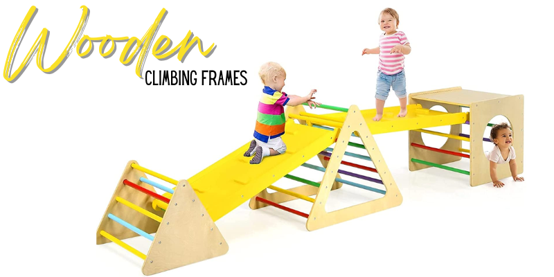 Wooden Climbing Frames are great for your one-year-old to grow into and learn gross moto skills, balance and coordination. 