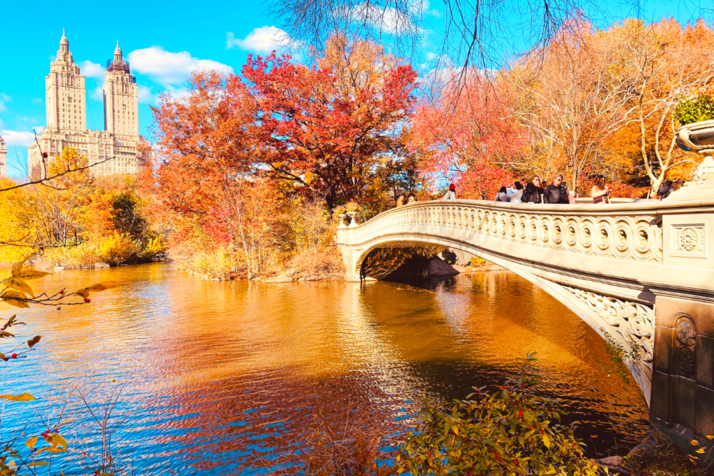 Central Park in fall is not complete without a visit to Bow Bridge