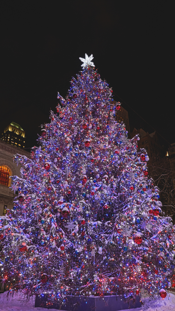 Bryant Park Winter Village is a popular destination to see NYC Christmas decorations