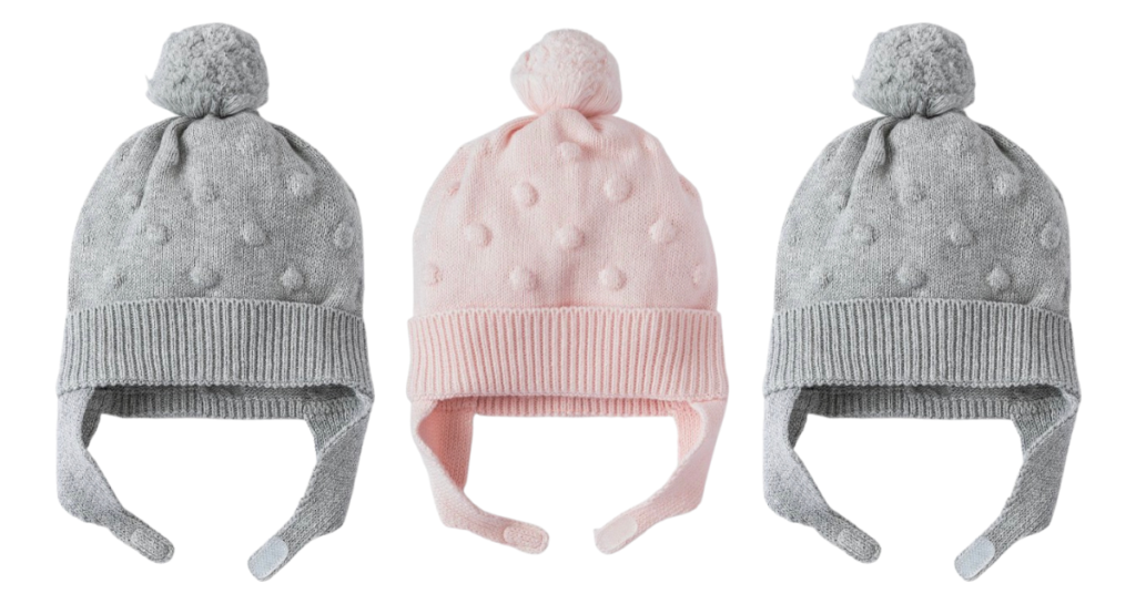 Stock up on winter baby essentials of hats, mittens to keep them toasty. 