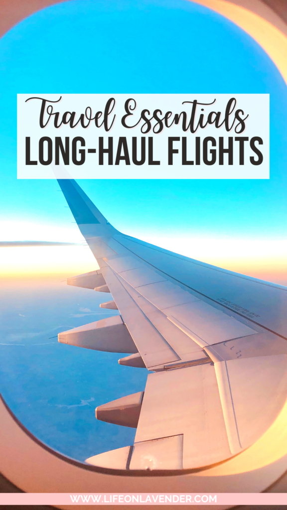 Essentials for a Long Haul Flight. Pinterest Pin