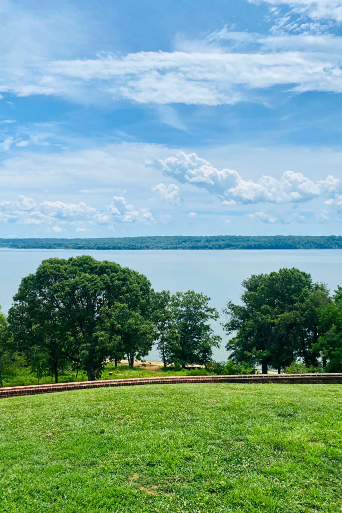 The Potomac River view from the back of the main house at Mount Vernon