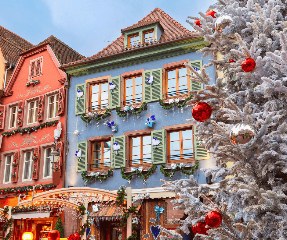 Colorful Colmar Homes decorated in Christmas